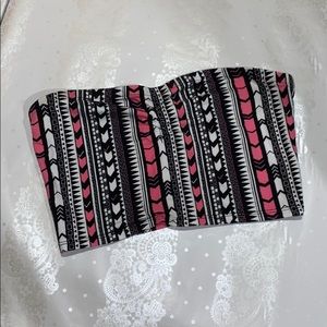 3/$12 Bandeau black with pink and white